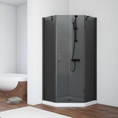 Душевой уголок Vegas-Glass AFA-Pen TUR+NOVO AFA-Pen NOVO 90 02М 07 R 90х90 стекло тонированное профиль черный без поддона