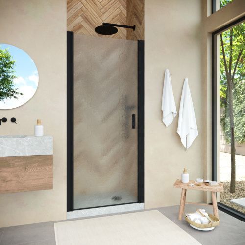 Душевая дверь Vegas-Glass EP NOVO EP NOVO h2000 60 02М 02 60х200 стекло рифленое профиль черный