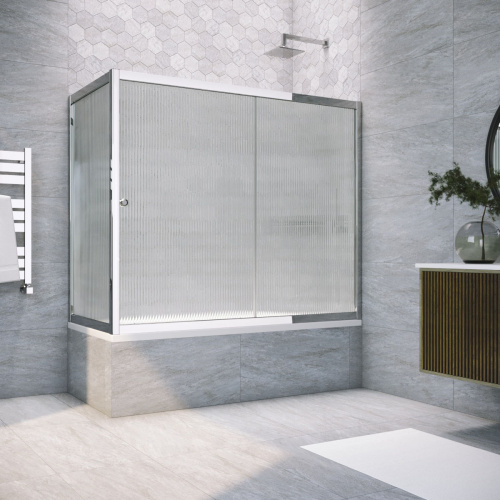 Душевая шторка на ванну Vegas-Glass ZV+ZVF TUR+NOVO ZV+ZVF TUR NOVO 160*70 08 Moru 160х140 стекло рифленое профиль хром глянцевый