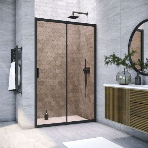 Душевая дверь Vegas-Glass ZP TUR+NOVO ZP NOVO h2000 165 02М 05 165х200 стекло тонированное профиль черный