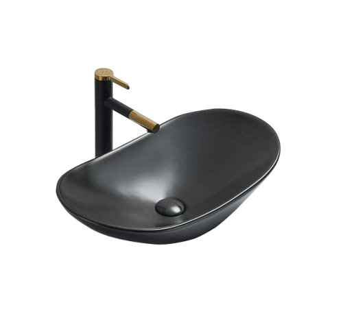 Раковина из фаянса Velvex 7811AMB 62х36 накладная цвет черный без отверстий под смеситель