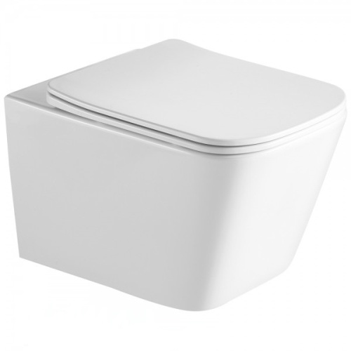 Унитаз подвесной SantiLine SL-5007 цвет белый с сиденьем микролифт безободковый смыв воронка-водоворот