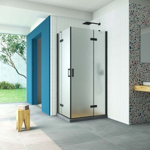 Душевой уголок Vegas-Glass AFA-F Retta AFA-F Retta 90*80 02М 10 R 90х80 стекло матовое профиль черный без поддона