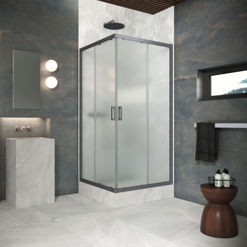 Душевой уголок Vegas-Glass ZA Protec ZA Protec 110 06 10 110х110 стекло матовое профиль вороненая сталь без поддона