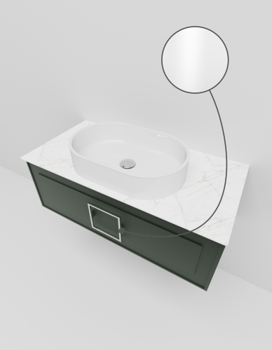 Тумба со столешницей La Fenice CUBO NFNC-01-CUB-G-100-2-GG 100х36х49 подвесная цвет серый/зелёный