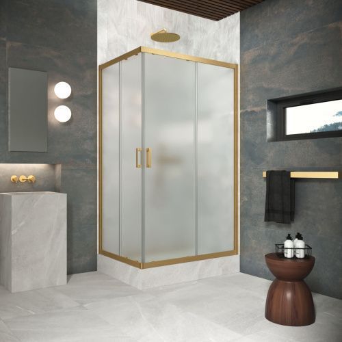Душевой уголок Vegas-Glass ZA-F Protec ZA-F Protec h1900 100*85 03 10 100х85 стекло матовое профиль золото матовое без поддона