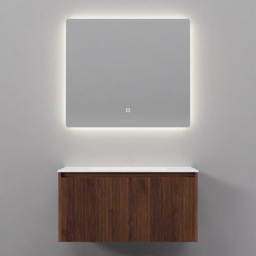 Тумба с раковиной+зеркало ArtDecco Camilla (Камилла) ACM08W22S2M0 80x45x40 подвесная цвет черный орех