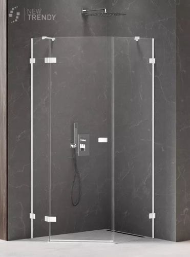 Душевой уголок New Trendy AVEXA White EXK-3871 100х80 стекло прозрачное профиль белый без поддона