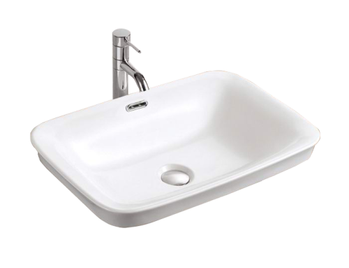 Раковина из фаянса Velvex 78444 59х41 полувстраиваемая цвет белый без отверстий под смеситель