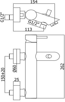 Смеситель для ванны Paffoni Light LIG022HG настенный золото - фото 2
