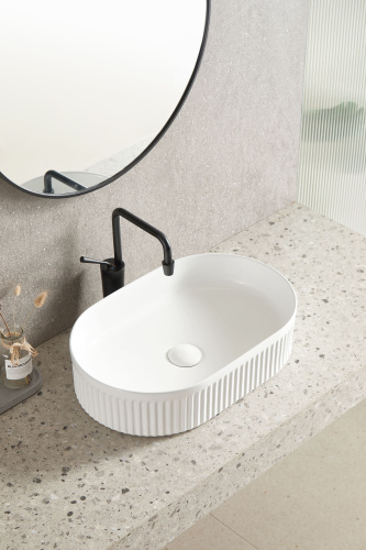 Раковина из сантехнического фарфора Sintesi SIN-LVB-APP-417 50х32 накладная цвет белый