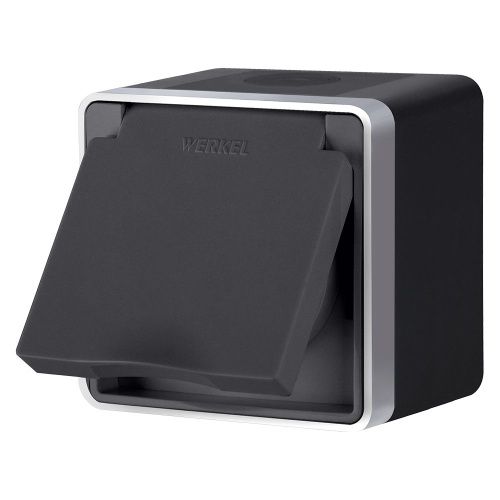 Розетка с заземлением с крышкой и шторками Werkel 4690389164620