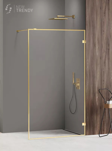 Душевая перегородка New Trendy AVEXA Gold EXK-2161 100х200 стекло прозрачное профиль золото глянцевое