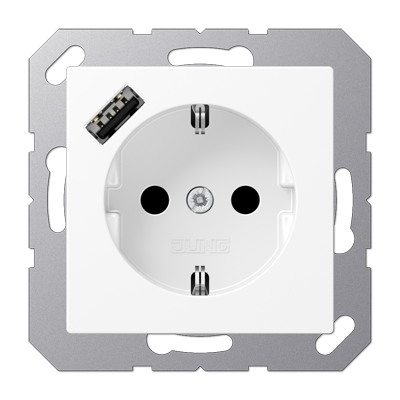 Розетка 2K+З Jung A500 A1520-18AWWM