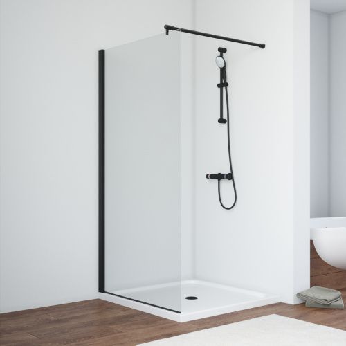 Душевая перегородка Vegas-Glass EAF TUR+NOVO EAF NOVO h2000 116 02М crystalvision 115х200 стекло прозрачное профиль черный