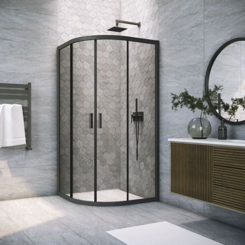 Душевой уголок Vegas-Glass ZS TUR+NOVO ZS NOVO h2000 100 02М 07 100х100 стекло тонированное профиль черный матовый без поддона