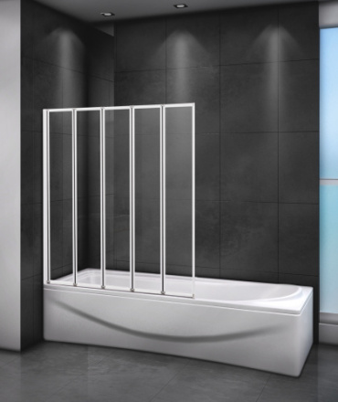 Душевая шторка на ванну Cezares RELAX RELAX-V-5-120/140-C-Bi 120х140 стекло прозрачное профиль белый