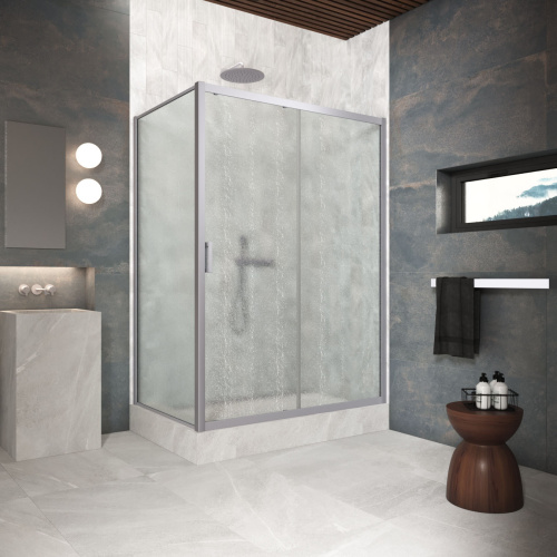 Душевой уголок Vegas-Glass ZP+ZPV Protec ZP+ZPV Protec h1900 180*85 07 02 180х85 стекло рифленое профиль хром матовый