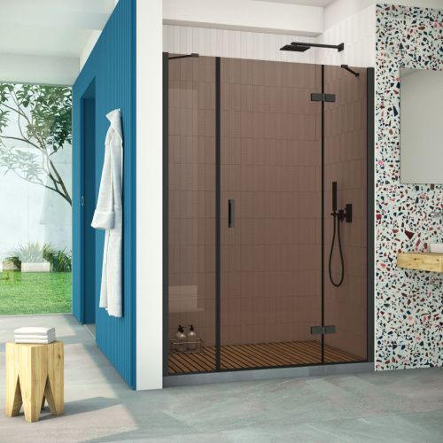 Душевая дверь Vegas-Glass AFP-F Retta AFP-F Retta 140 02М 05 R 140х200 стекло тонированное профиль черный матовый