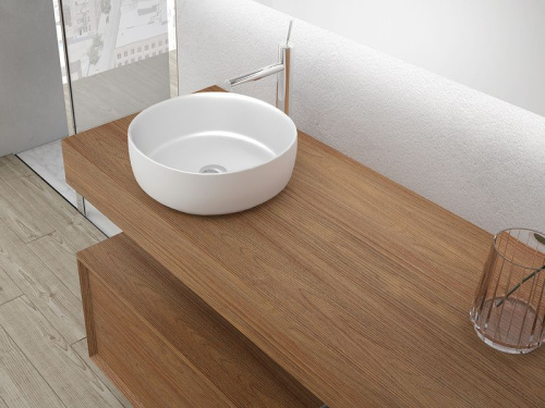 Раковина керамическая IBX Rut CIRCUSN 37х37 накладная цвет черный матовый без отверстия под смеситель