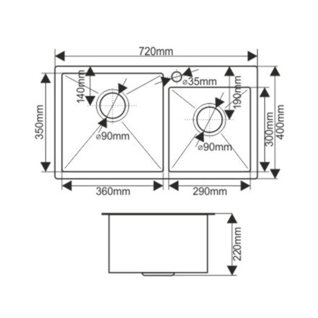 Кухонная мойка Melana ProfLine S7240HB графит 72x40 цвет графит - фото 3