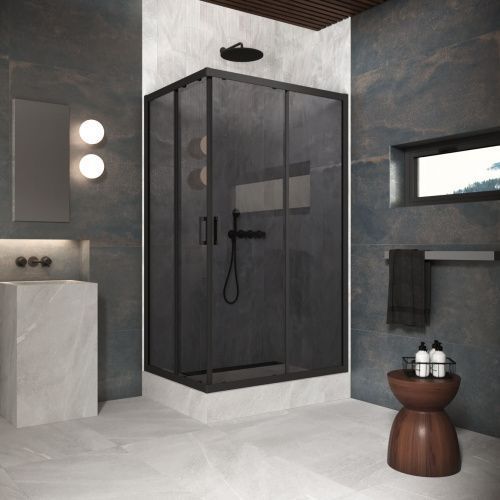 Душевой уголок Vegas-Glass ZA-F Protec ZA-F Protec 100*85 02М 07 100х85 стекло тонированное профиль черный матовый без поддона