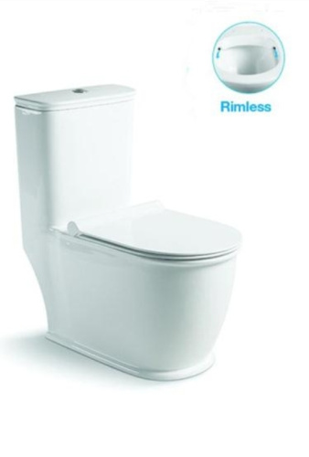 Унитаз напольный с бачком SantiLine SL-5019 цвет белый с сиденьем микролифт безободковый смыв воронка-водоворот