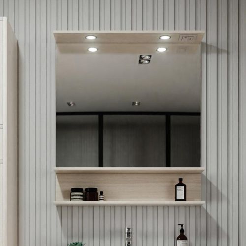 Зеркало с подсветкой Бриклаер 4627125414954 80х90 цвет светлая лиственница