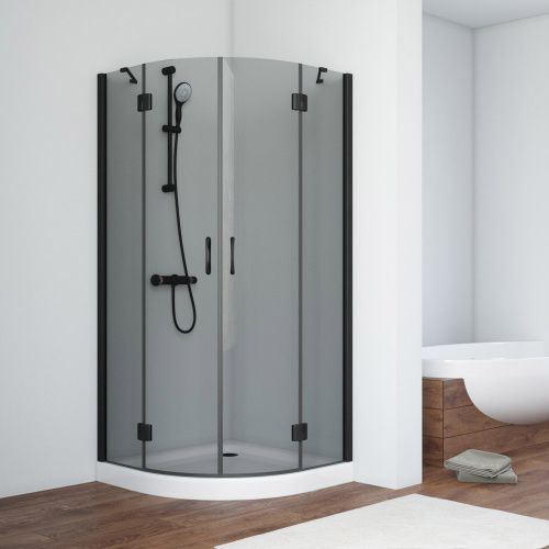 Душевой уголок Vegas-Glass AFS TUR+NOVO AFS NOVO 80 02М 07 R 80х80 стекло тонированное профиль черный без поддона