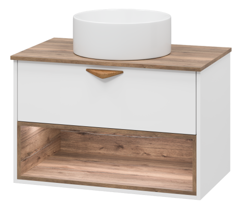 Тумба под раковину Brevita Bergen BER-07080-19-01-1Я 80х48х52 подвесная цвет белый/коричневый