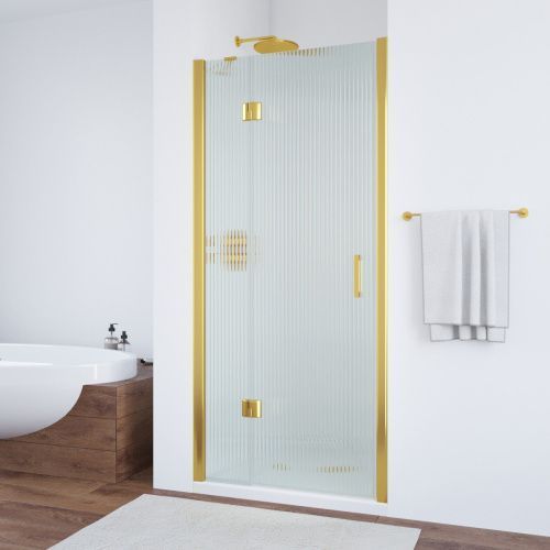 Душевая дверь Vegas-Glass AFP TUR+NOVO AFP TUR NOVO h1890 90 09 Moru L 90х190 стекло рифленое профиль золото