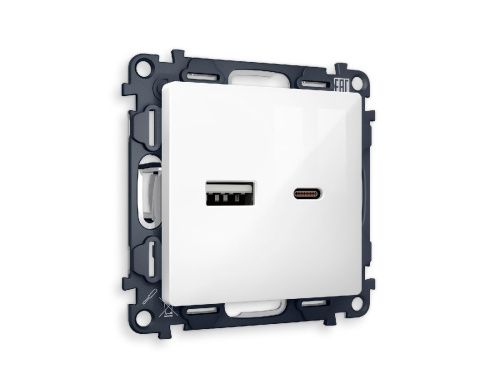 Комплект механизма розетки 2USB A+C 20W (быстрая зарядка) Ambrella Volt Alfa (Алфа) MA111010