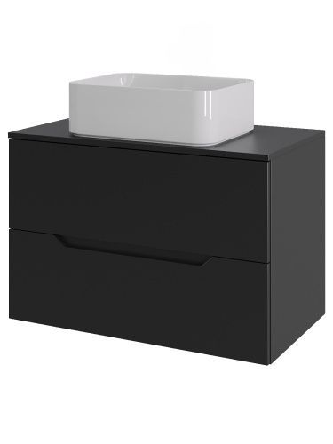 Тумба с раковиной Orange Line Li-70TubMDF+B02-460W 70х46х71 подвесная цвет черный матовый