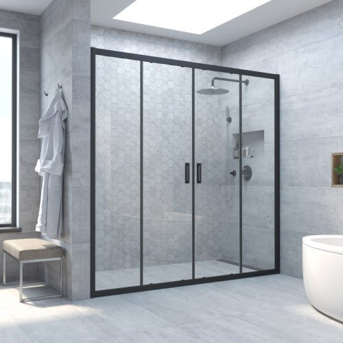 Душевая дверь Vegas-Glass Z2P TUR+NOVO Z2P NOVO h2000 205 02М crystalvision 205х200 стекло прозрачное профиль черный матовый