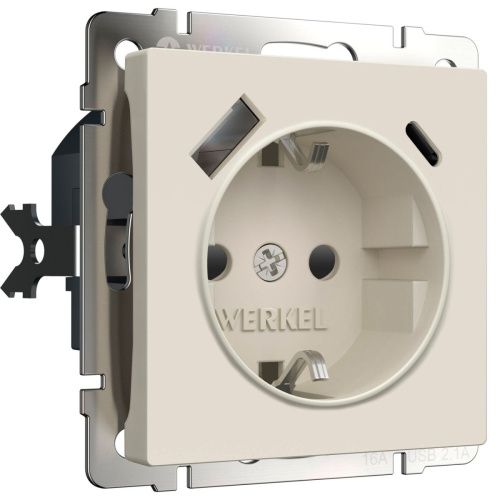 Розетка с/з со шторками и USB тип A+C Werkel 4690389213274