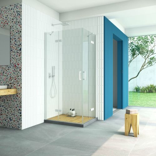 Душевой уголок Vegas-Glass AFA-F Retta AFA-F Retta 90*80 01 01 L 90х80 стекло прозрачное профиль белый без поддона