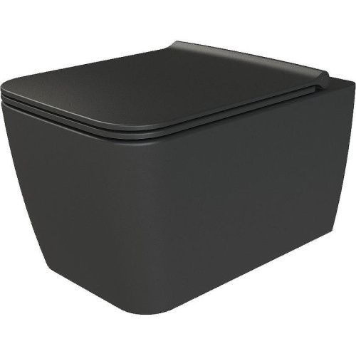 Унитаз подвесной Boheme Zen 967-SET-2-B цвет черный матовый с сиденьем микролифт безободковый каскадный смыв