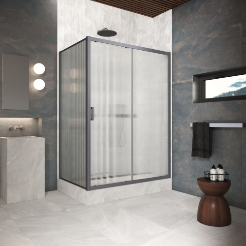 Душевой уголок Vegas-Glass ZP+ZPV Protec ZP+ZPV Protec 180*85 06 Moru 180х85 стекло рифленое профиль вороненая сталь