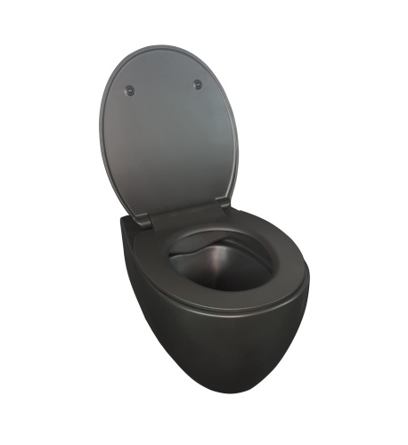 Унитаз подвесной Creo Сeramique AVIGNON COMBO-AV1100MB/AV1001TMB черный с сиденьем с микролифт каскадный смыв