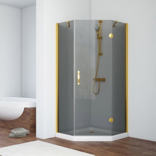 Душевой уголок Vegas-Glass AFA-Pen TUR+NOVO AFA-Pen TUR NOVO h1890 110 09 07 R 110х110 стекло тонированное профиль золото глянцевое без поддона