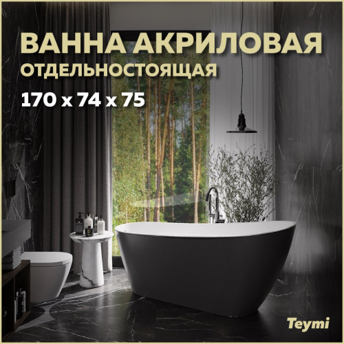 Ванна акриловая Teymi Solli T130110 170х74 отдельностоящая овальная