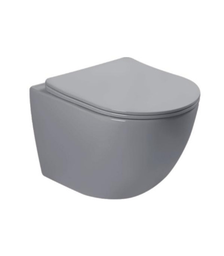 Унитаз подвесной SantiLine SL-5005MG цвет серый матовый с сиденьем микролифт безободковый смыв воронка-водоворот
