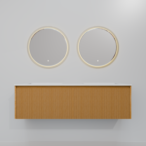 Тумба с раковиной+зеркало ArtDecco Elizabeth (Элизабет) AEL14W11D2M0 140x45x40 подвесная цвет белый дуб