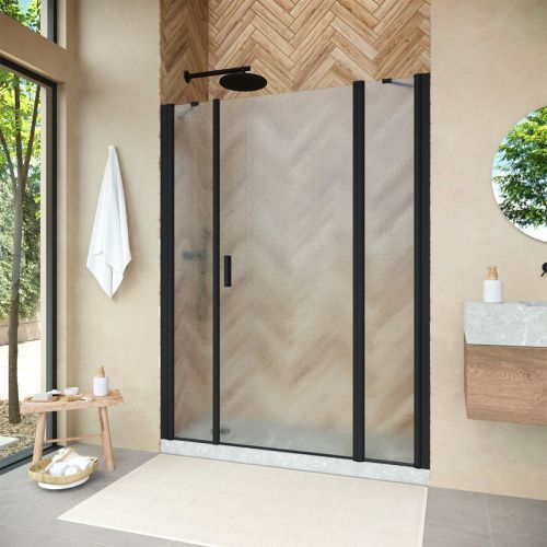 Душевая дверь Vegas-Glass EP-2F NOVO EP-2F NOVO 210 02М 02 R 210х190 стекло рифленое профиль черный