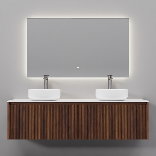 Тумба с раковиной зеркалом и смесителем ArtDecco Camilla (Камилла) ACM15W22D3MF 150x45x40 подвесная цвет черный орех