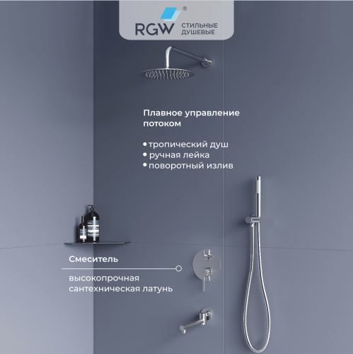 Душевая система RGW Shower Panels (Шоувер панелс) 51140855-01 встраиваемая в стену цвет хром