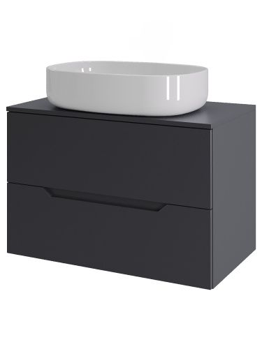 Тумба с раковиной Orange Line Li-70TugMDF+B04-600W 70х46х71 подвесная цвет графит матовый