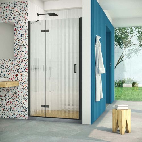 Душевая дверь Vegas-Glass AFP Retta AFP Retta 100 02М Moru L 100х200 стекло рифленое профиль черный матовый