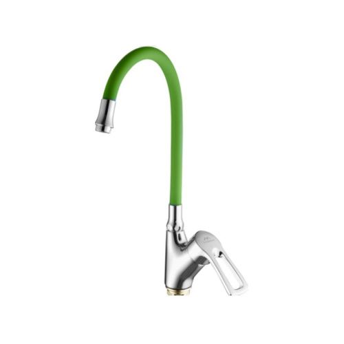 Смеситель для кухни Fashun A4466+A7251 на мойку хром/зеленый