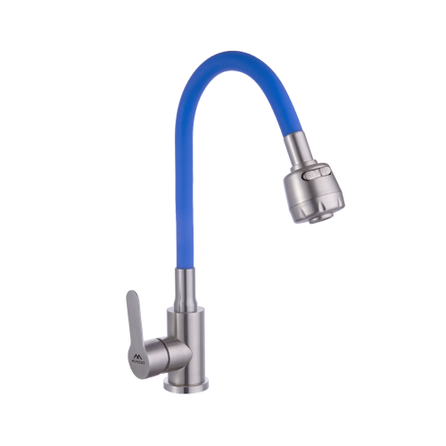 Смеситель для кухни Fashun A54101+N7341 на мойку сатин/синий